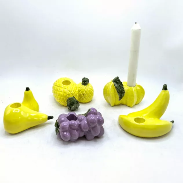 Flower and Fruit-Shaped Ceramic Candle Holder